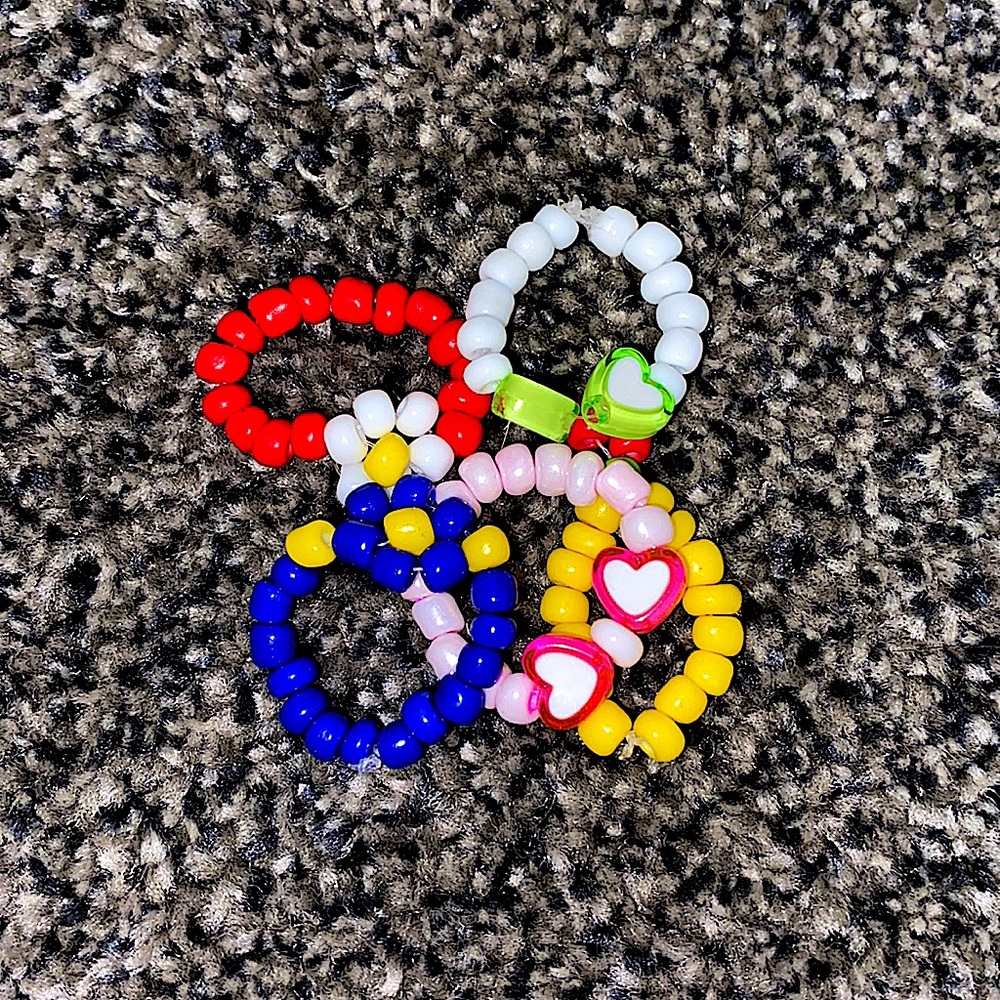5 pieces y2k beaded rings